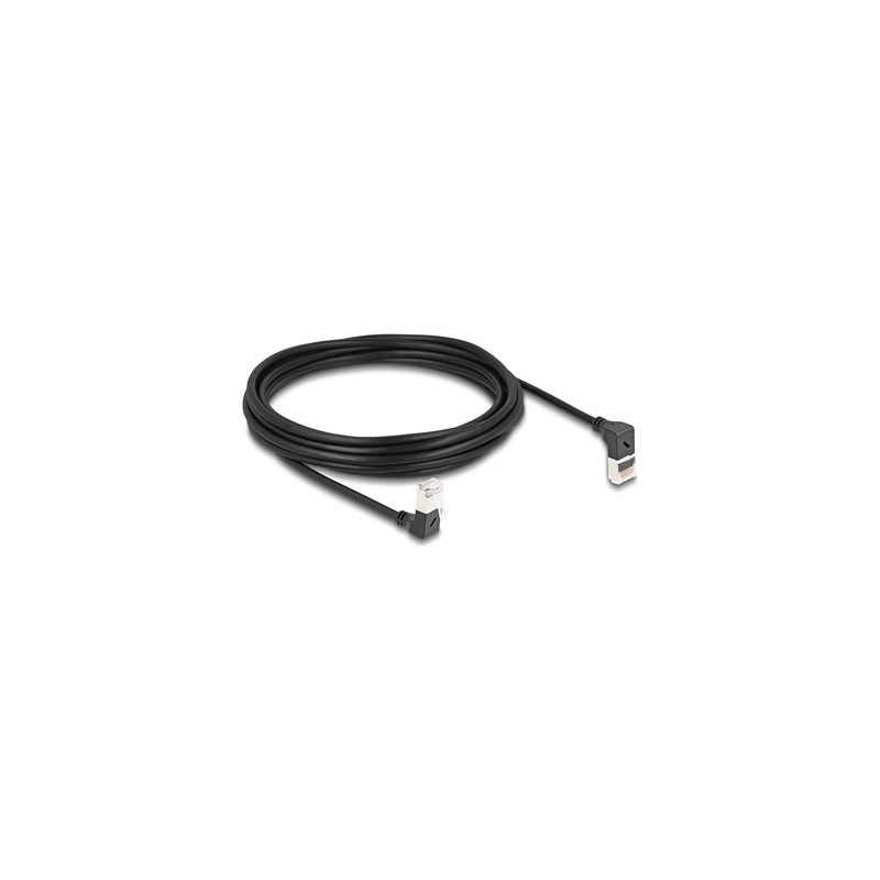 Delock - Sítový kabel - RJ-45 (M) zahnutý nahoru do RJ-45 (M) dolu zahnutý - 5 m - 4.5 mm - S/FTP - CAT 6a - bootovaný