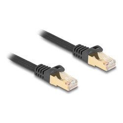 Delock - Patch kabel - RJ-45 (M) do RJ-45 (M) - 10 m - 7 mm - S/FTP - CAT 6a - provedení bez hrbolku, opletený povrch - cerná