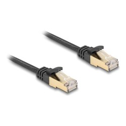 Delock - Patch kabel - RJ-45 (M) do RJ-45 (M) - 1 m - S/FTP - CAT 6a - provedení bez hrbolku, plochý, opletený povrch - cerná