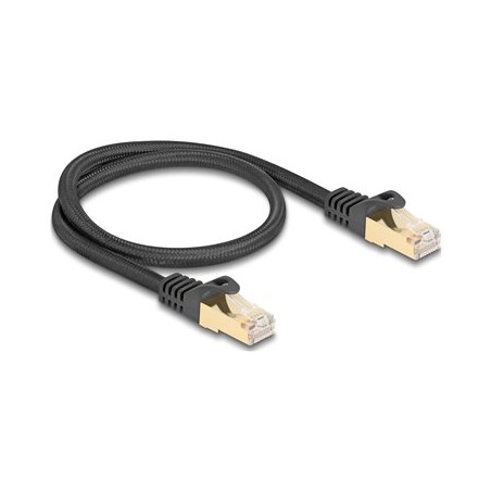 Delock - Patch kabel - RJ-45 (M) do RJ-45 (M) - 50 cm - 7 mm - S/FTP - CAT 6a - lisovaný, provedení bez hrbolku, opletený