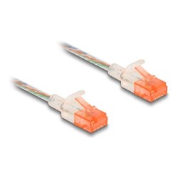 Delock - Sítový kabel - RJ-45 (M) do RJ-45 (M) - 30 cm - 3.5 mm - UTP - CAT 6a - provedení bez hrbolku, tenký - pruhledná