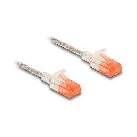 Delock - Sítový kabel - RJ-45 (M) do RJ-45 (M) - 30 cm - 3.5 mm - UTP - CAT 6a - provedení bez hrbolku, tenký - pruhledná