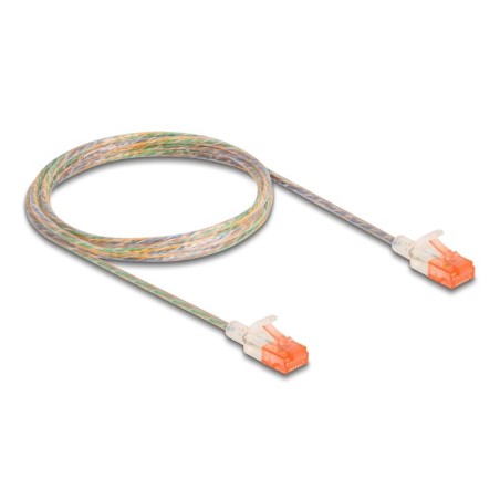 Delock - Patch kabel - RJ-45 (M) do RJ-45 (M) - 2 m - 3.5 mm - UTP - CAT 6a - lisovaný, provedení bez hrbolku, tenký - pruhledná