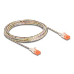Delock - Sítový kabel - RJ-45 (M) do RJ-45 (M) - 5 m - 3.5 mm - UTP - CAT 6a - provedení bez hrbolku, tenký - pruhledná