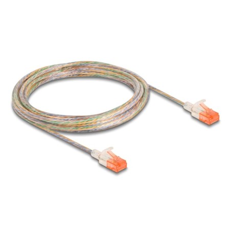 Delock - Sítový kabel - RJ-45 (M) do RJ-45 (M) - 5 m - 3.5 mm - UTP - CAT 6a - provedení bez hrbolku, tenký - pruhledná
