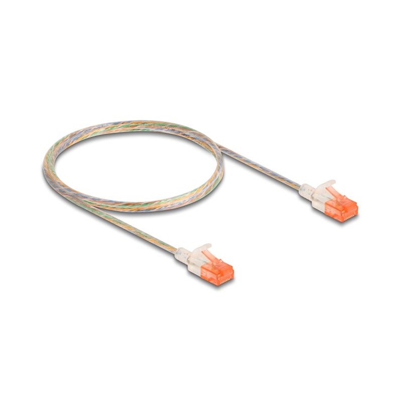 Delock - Sítový kabel - RJ-45 (M) do RJ-45 (M) - 1 m - 3.5 mm - UTP - CAT 6a - provedení bez hrbolku, tenký - pruhledná