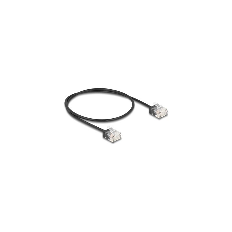 Delock - Patch kabel - RJ-45 (M) krátký do RJ-45 (M) krátký - 50 cm - 2.6 mm - UTP - CAT 6 - lisovaný, ultra-tenký - cerná