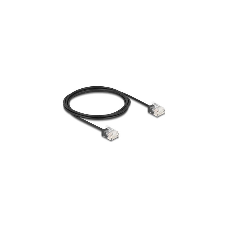 Delock - Patch kabel - RJ-45 (M) krátký do RJ-45 (M) krátký - 2 m - 2.6 mm - UTP - CAT 6 - lisovaný, ultra-tenký - cerná