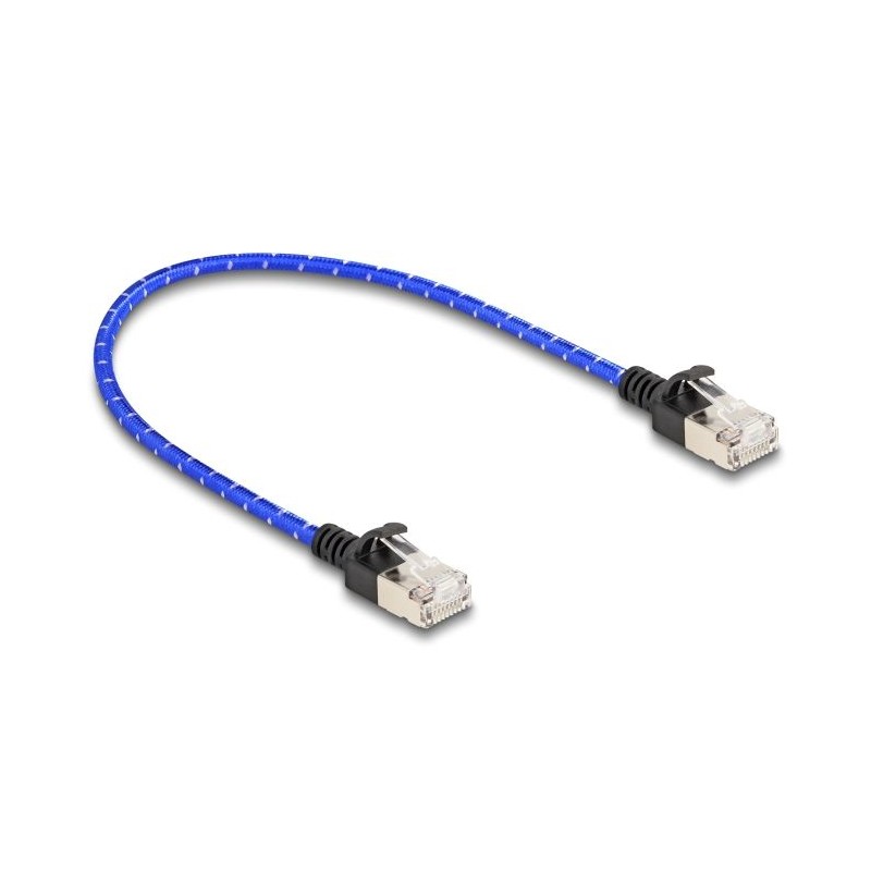 Delock - Sítový kabel - RJ-45 (M) do RJ-45 (M) - 30 cm - 4.1 mm - U/FTP - CAT 6a - provedení bez hrbolku, tenký, opletený