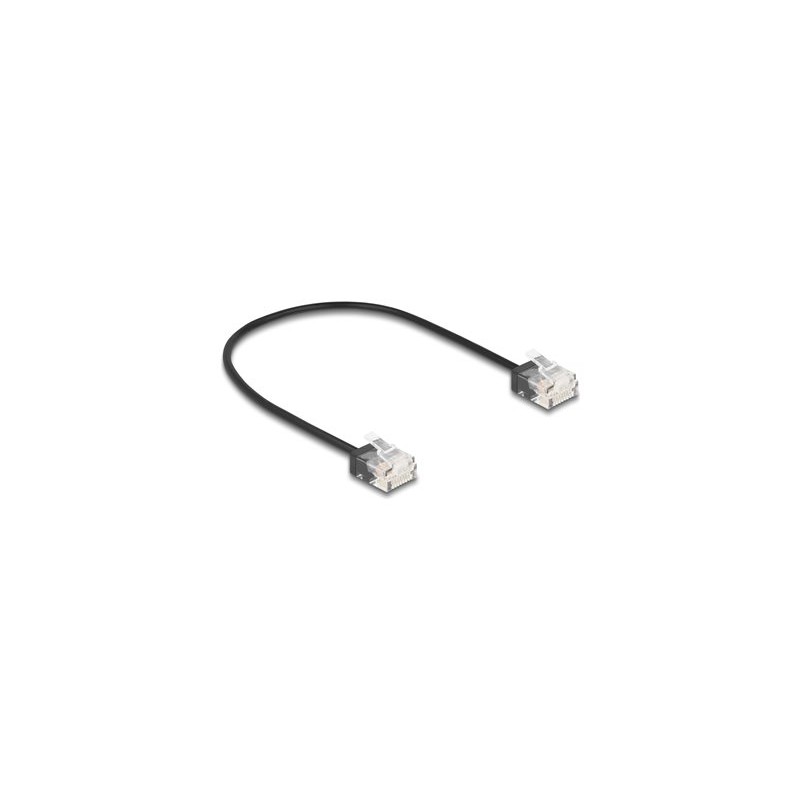Delock - Patch kabel - RJ-45 (M) krátký do RJ-45 (M) krátký - 30 cm - 2.6 mm - UTP - CAT 6 - lisovaný, ultra-tenký - cerná