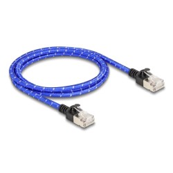 Delock - Sítový kabel - RJ-45 (M) do RJ-45 (M) - 1 m - 4.1 mm - U/FTP - CAT 6a - provedení bez hrbolku, tenký, opletený povrch