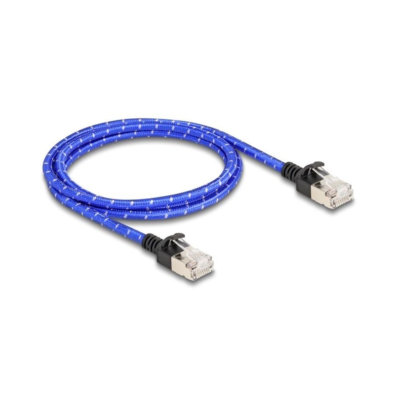 Delock - Sítový kabel - RJ-45 (M) do RJ-45 (M) - 1 m - 4.1 mm - U/FTP - CAT 6a - provedení bez hrbolku, tenký, opletený povrch