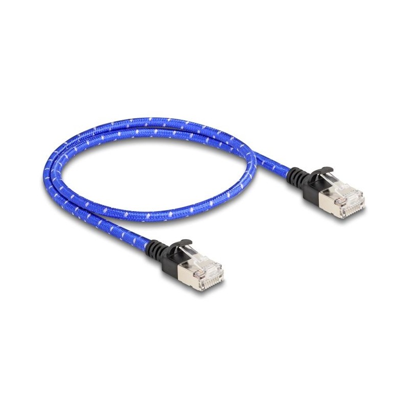Delock - Sítový kabel - RJ-45 (M) do RJ-45 (M) - 50 cm - 4.1 mm - U/FTP - CAT 6a - provedení bez hrbolku, tenký, opletený