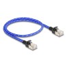 Delock - Sítový kabel - RJ-45 (M) do RJ-45 (M) - 50 cm - 4.1 mm - U/FTP - CAT 6a - provedení bez hrbolku, tenký, opletený