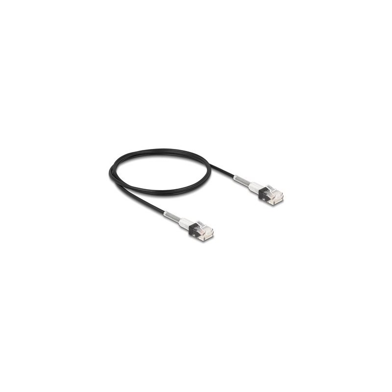 Delock - Patch kabel - RJ-45 (M) do RJ-45 (M) - 1 m - 3 mm - UTP - CAT 6a - neobsahuje halogen, lisovaný, tenký - cerná