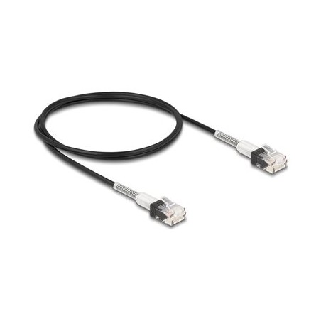 Delock - Patch kabel - RJ-45 (M) do RJ-45 (M) - 1 m - 3 mm - UTP - CAT 6a - neobsahuje halogen, lisovaný, tenký - cerná