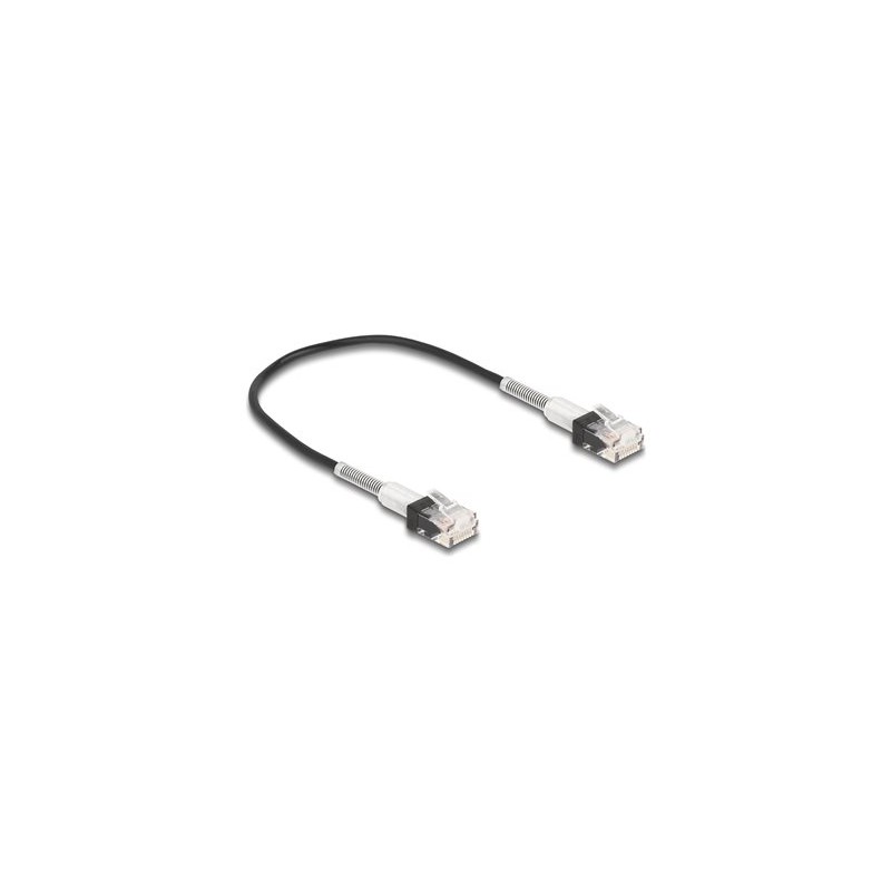 Delock - Patch kabel - RJ-45 (M) do RJ-45 (M) - 30 cm - 3 mm - UTP - CAT 6a - neobsahuje halogen, lisovaný, tenký - cerná