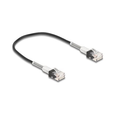 Delock - Patch kabel - RJ-45 (M) do RJ-45 (M) - 30 cm - 3 mm - UTP - CAT 6a - neobsahuje halogen, lisovaný, tenký - cerná
