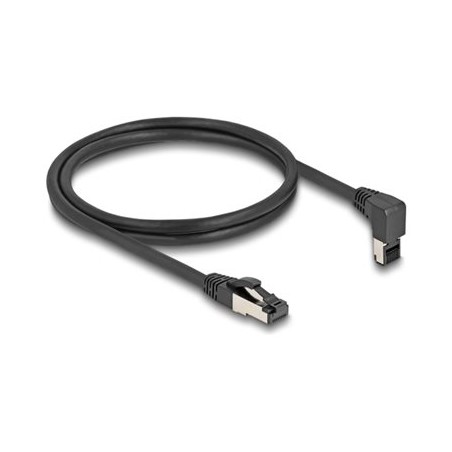 Delock - Sítový kabel - RJ-45 (M) zahnutý nahoru do RJ-45 (M) rovné - 1 m - 6.2 mm - S/FTP - CAT 8.1 - bootovaný, neobsahuje