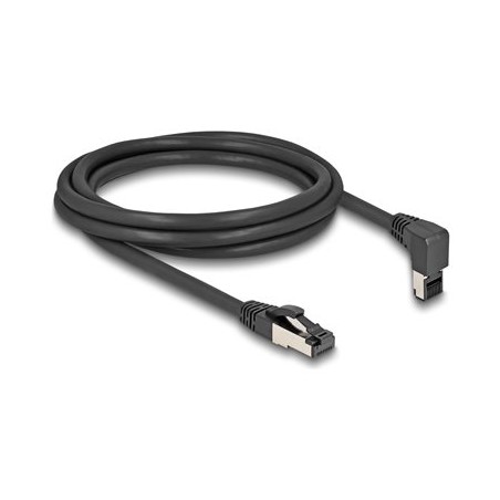 Delock - Patch kabel - RJ-45 (M) zahnutý nahoru do RJ-45 (M) rovné - 2 m - 6.2 mm - S/FTP - CAT 8.1 - neobsahuje halogen