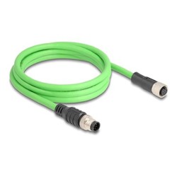 Delock - Sítový kabel - 8pinový M12-A (M) do 8pinový M12-A (F) - 2 m - 6.8 mm - SF/UTP - zelená