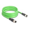 Delock - Sítový prodlužovací kabel - 8pinový M12-A (M) do 8pinový M12-A (F) - 5 m - 6.8 mm - SF/UTP - zelená
