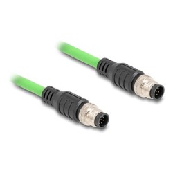 Delock - Sítový kabel - 8kolíkový M12 (M) do 8kolíkový M12 (M) - 1 m - 0.68 cm - SF/UTP - zelená