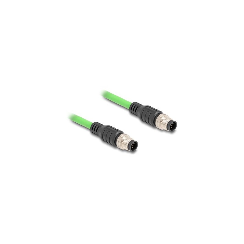 Delock - Sítový kabel - 8kolíkový M12 (M) do 8kolíkový M12 (M) - 1 m - 0.68 cm - SF/UTP - zelená