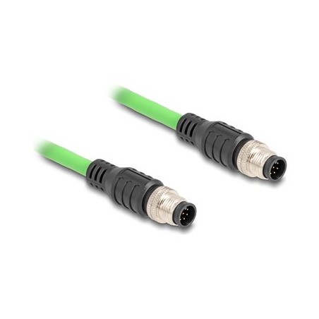 Delock - Sítový kabel - 8kolíkový M12 (M) do 8kolíkový M12 (M) - 1 m - 0.68 cm - SF/UTP - zelená