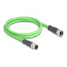 Delock - Sítový kabel - 4 piny M12 (M) do 4 piny M12 (F) - 1 m - 6.5 mm - SF/UTP - lisovaný, D-kódovaný - zelená