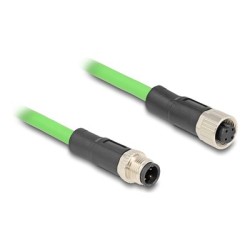 Delock - Sítový prodlužovací kabel - 4 piny M12-D (M) do 4 piny M12-D (F) - 5 m - 6.5 mm - SF/UTP - zelená