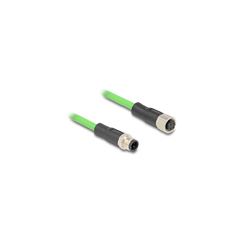 Delock - Sítový prodlužovací kabel - 4 piny M12-D (M) do 4 piny M12-D (F) - 5 m - 6.5 mm - SF/UTP - zelená
