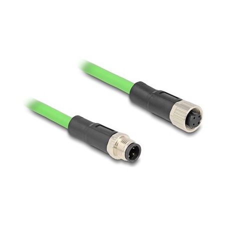 Delock - Sítový prodlužovací kabel - 4 piny M12-D (M) do 4 piny M12-D (F) - 5 m - 6.5 mm - SF/UTP - zelená