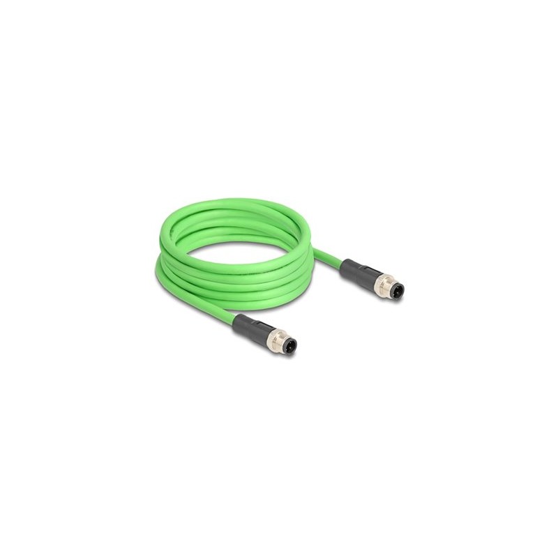 Delock - Sítový kabel - 4 piny M12 (M) do 4 piny M12 (M) - 5 m - 6.5 mm - SF/UTP - D-kódovaný - zelená