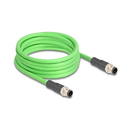 Delock - Sítový kabel - 4 piny M12 (M) do 4 piny M12 (M) - 5 m - 6.5 mm - SF/UTP - D-kódovaný - zelená