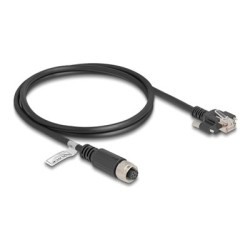 Delock - Sítový kabel - 8pinový M12-A (F) do RJ-45 (M) šroubovací - 1 m - 6.8 mm - FTP - CAT 5e - lisovaný, licna, A-kódované