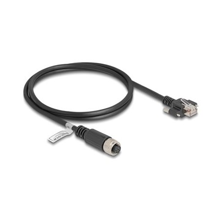 Delock - Sítový kabel - 8pinový M12-A (F) do RJ-45 (M) šroubovací - 1 m - 6.8 mm - FTP - CAT 5e - lisovaný, licna, A-kódované
