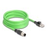 Delock - Sítový kabel - 8kolíkový M12 (M) do RJ-45 (M) - 5 m - 6.8 mm - SF/UTP - provedení bez hrbolku, A-kódované - zelená