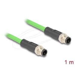 Delock - Sítový kabel - 4 piny M12-D (M) do 4 piny M12-D (M) - 1 m - 6.5 mm - SF/UTP - zelená