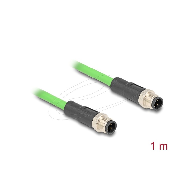 Delock - Sítový kabel - 4 piny M12-D (M) do 4 piny M12-D (M) - 1 m - 6.5 mm - SF/UTP - zelená