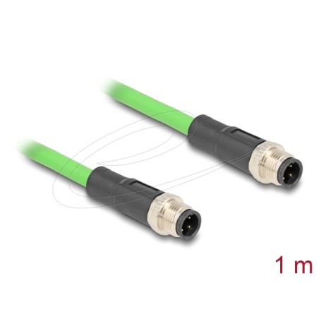 Delock - Sítový kabel - 4 piny M12-D (M) do 4 piny M12-D (M) - 1 m - 6.5 mm - SF/UTP - zelená