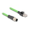 Delock - Sítový kabel - 4 piny M12 (M) do RJ-45 (M) - 1 m - 6.5 mm - SF/UTP - provedení bez hrbolku, D-kódovaný - zelená