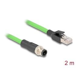 Delock - Sítový kabel - 4 piny M12 (M) do RJ-45 (M) - 2 m - 6.5 mm - SF/UTP - D-kódovaný - zelená