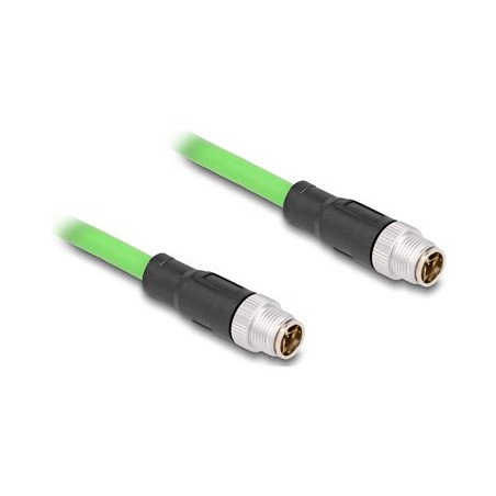 Delock - Sítový kabel - 8 pin M12-X (M) do 8 pin M12-X (M) - 1 m - 6.8 mm - SF/UTP - zelená