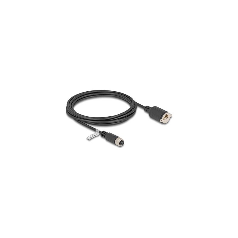 Delock - Sítový kabel - 8pinový M12-A (F) do RJ-45 (F) šroubovací - 3 m - 6.8 mm - FTP - CAT 5e - lisovaný, licna - cerná