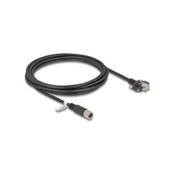 Delock - Sítový kabel - 8 pin M12-X (F) do RJ-45 (M) - 3 m - 6.8 mm - S/FTP - CAT 6a - krídlové šrouby - cerná
