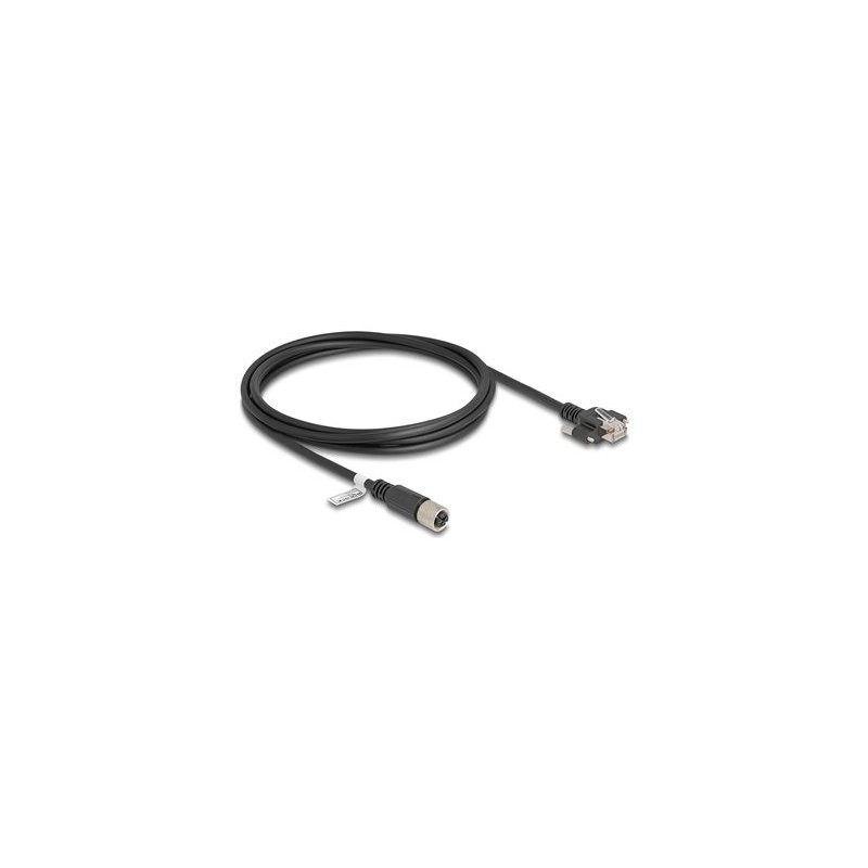 Delock - Sítový kabel - 8 pin M12-X (F) do RJ-45 (M) šroubovací - 2 m - 6.8 mm - S/FTP - CAT 6a - lisovaný, licna - cerná