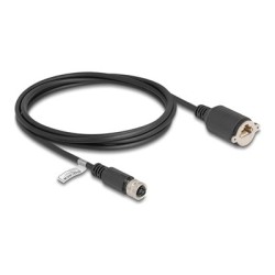 Delock - Sítový kabel - 4 piny M12-D (F) do RJ-45 (F) šroubovací - 2 m - 6.8 mm - FTP - CAT 5e - lisovaný, licna - cerná