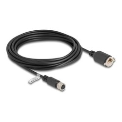 Delock - Sítový kabel - 4 piny M12 (F) do RJ-45 (F) šroubovací - 5 m - 6.8 mm - FTP - CAT 5e - cerná