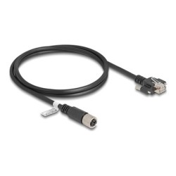 Delock - Sítový kabel - 8kolíkový M12 (F) do RJ-45 (M) šroubovací - 1 m - 6.8 mm - S/FTP - CAT 6a - bootovaný, X-kódovaný
